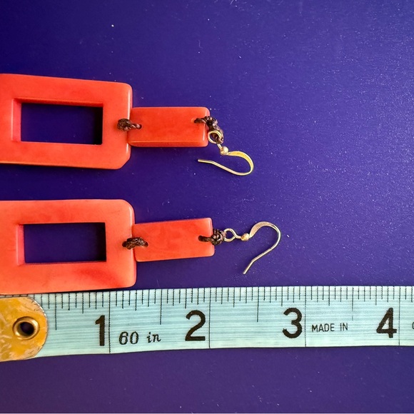 Tagua Nut Coral Earrings - Picture 4 of 5